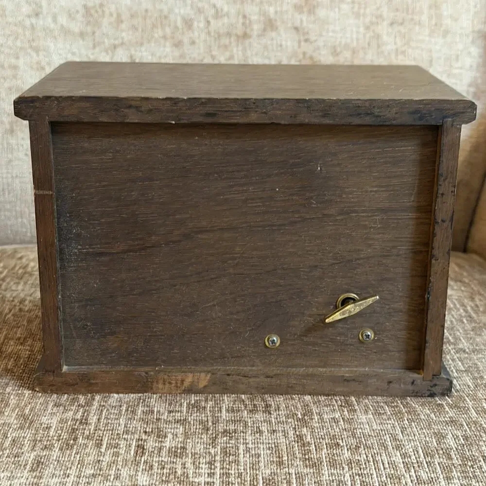 Wooden MUSICAL Jewelry Box MELE Japan Jewel Case 3 Velvet Lined Drawers Vintage